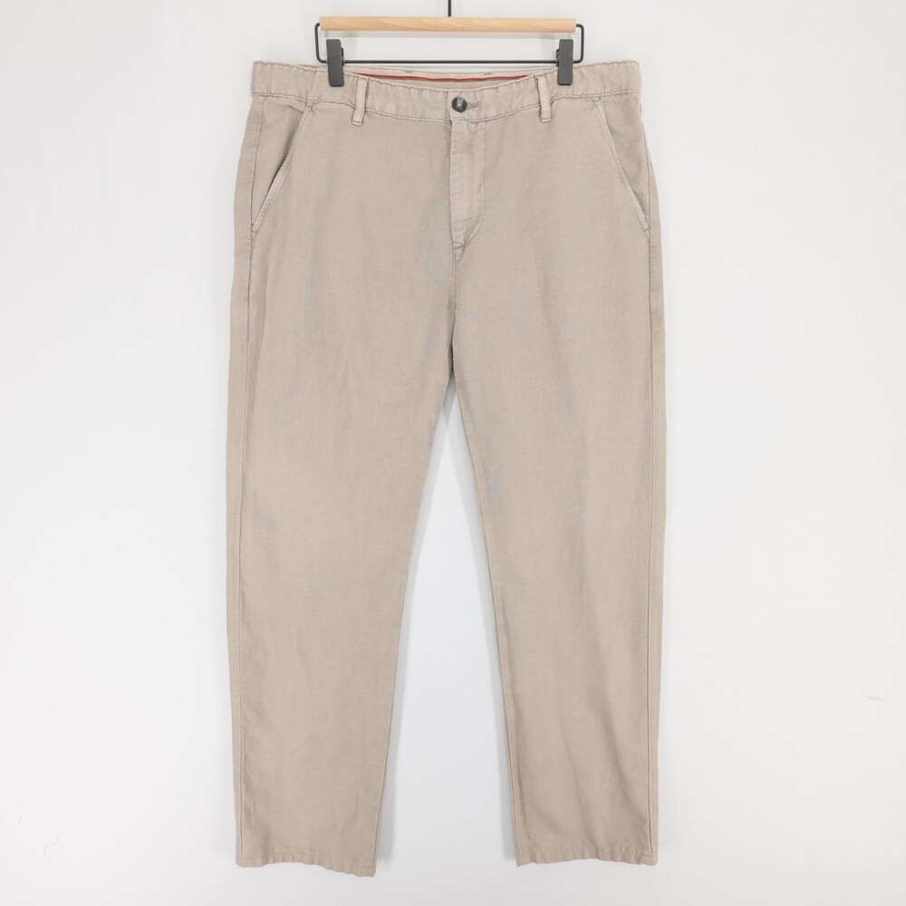 AG Adriano Goldschmied The Wanderer Pants Mens 36R Beige Linen Cotton Slim